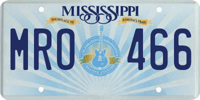 MS license plate MRO466