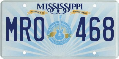 MS license plate MRO468