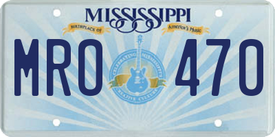 MS license plate MRO470