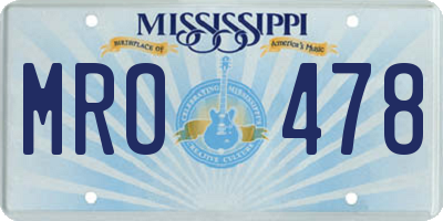 MS license plate MRO478