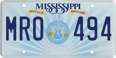 MS license plate MRO494