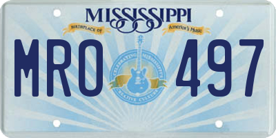 MS license plate MRO497