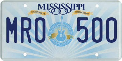 MS license plate MRO500