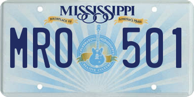 MS license plate MRO501