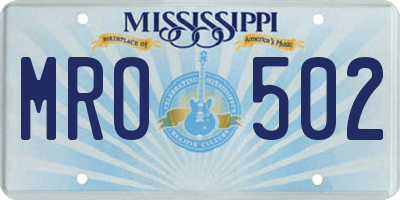 MS license plate MRO502
