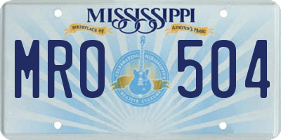 MS license plate MRO504