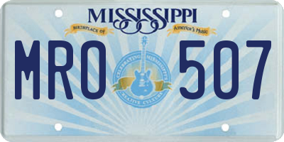 MS license plate MRO507