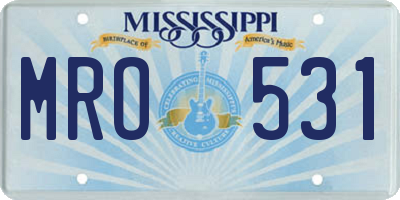MS license plate MRO531