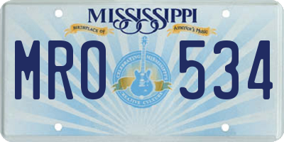 MS license plate MRO534