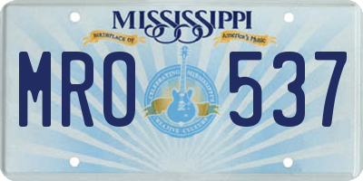 MS license plate MRO537