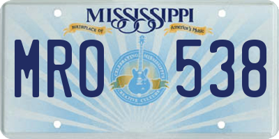 MS license plate MRO538