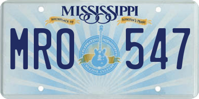 MS license plate MRO547