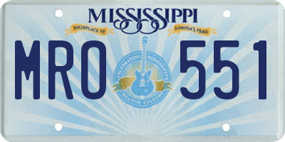 MS license plate MRO551