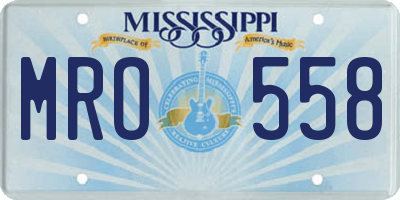 MS license plate MRO558