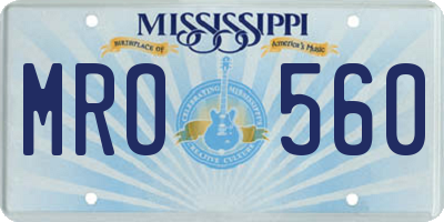 MS license plate MRO560