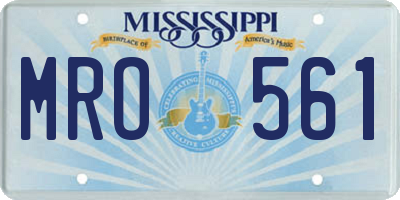 MS license plate MRO561
