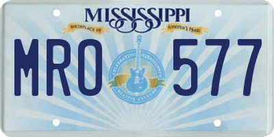 MS license plate MRO577