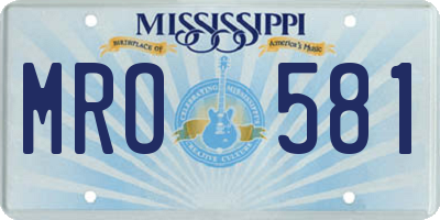 MS license plate MRO581