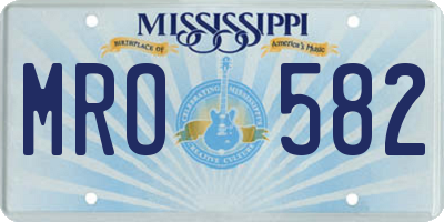 MS license plate MRO582