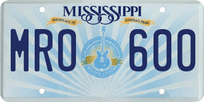 MS license plate MRO600