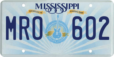 MS license plate MRO602