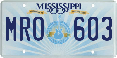 MS license plate MRO603
