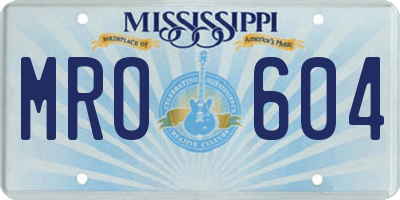 MS license plate MRO604