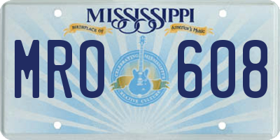 MS license plate MRO608