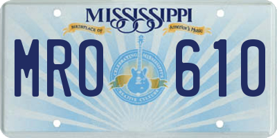 MS license plate MRO610