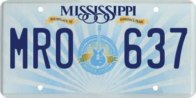 MS license plate MRO637