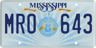 MS license plate MRO643