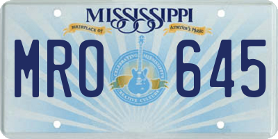MS license plate MRO645