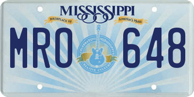 MS license plate MRO648