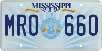 MS license plate MRO660