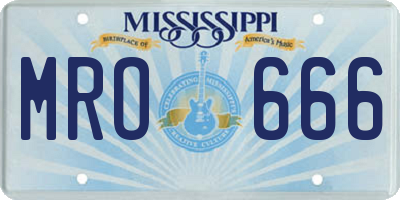 MS license plate MRO666
