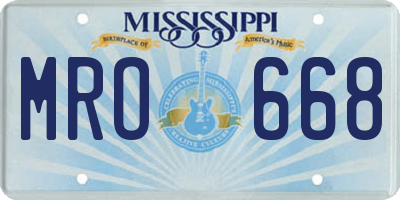 MS license plate MRO668