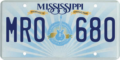 MS license plate MRO680