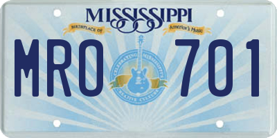 MS license plate MRO701