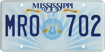 MS license plate MRO702