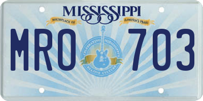 MS license plate MRO703