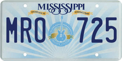 MS license plate MRO725