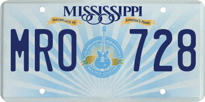 MS license plate MRO728