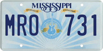MS license plate MRO731