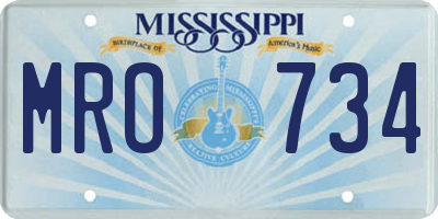 MS license plate MRO734