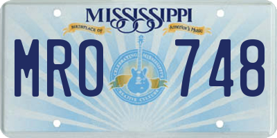 MS license plate MRO748