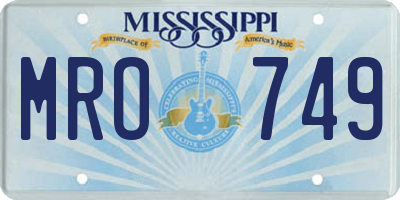 MS license plate MRO749