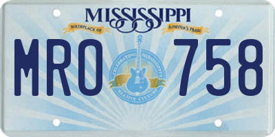 MS license plate MRO758