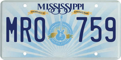 MS license plate MRO759