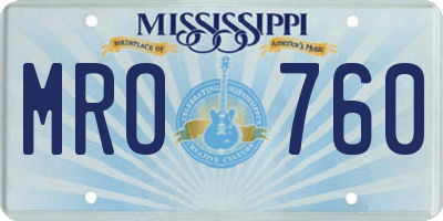 MS license plate MRO760