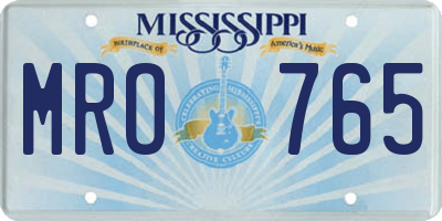 MS license plate MRO765